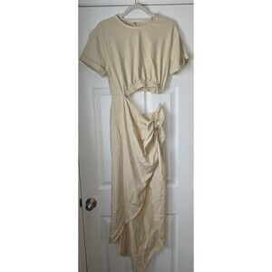 Free People Rae Maxi in Summer Khaki Small Exaggerated Side Slit